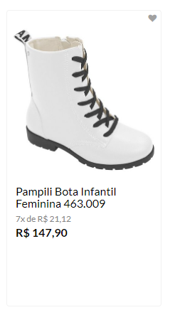 Bota infantil à venda no site daSe-An Junior.